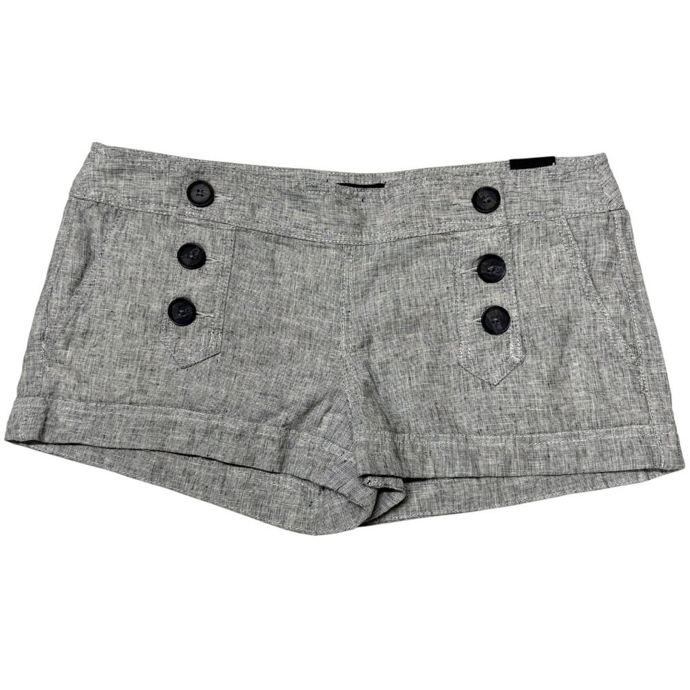 Express Sailor Mini Shorts, Size 10 Linen-Cotton Low-Rise Heathered Gray Y2K NEW